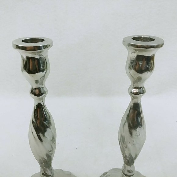 Candle Stick Holders Twist Shaft Base Cast Aluminum Vintage Home Decor 9" - Picture 8 of 8